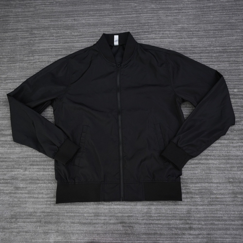 Independent Trading Company Jacket Men Black Solid Bomber Full Zip‎ Light Small